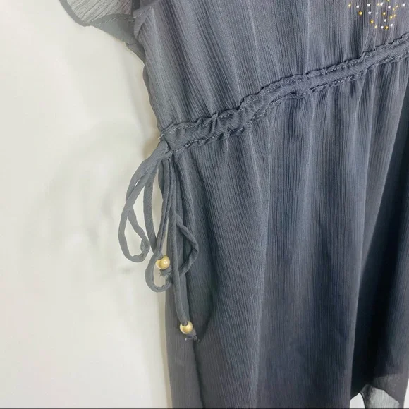 St. John Swim Suit Cover Up Chiffon Sheer Sequin Bead Tie Waist Beach Pool Black - Picture 6 of 10